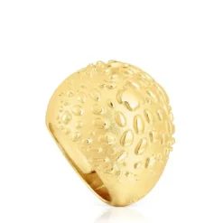 Anel abaulado com banho de ouro de 18 K sobre prata Dybe