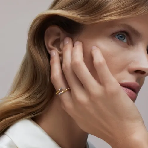 Anel aberto em ouro com diamantes TOUS ATELIER