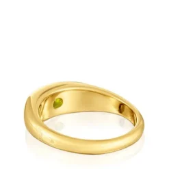 Anel carimbo banhado a ouro de 18 K sobre prata e cromodiópsido TOUS Basic Colors