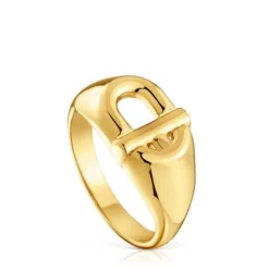 Anel carimbo com banho de ouro de 18 K sobre prata TOUS MANIFESTO