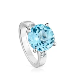 Anel em prata com diamante e topázio Basic Colors