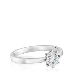 Anel Les Classiques rosácea pequena em Ouro branco e Diamantes