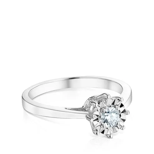 Anel Les Classiques rosácea grande em Ouro branco e Diamantes