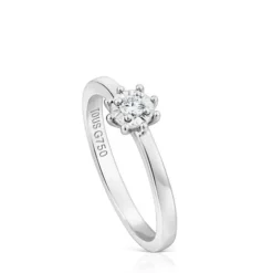 Anel Les Classiques rosácea pequena em Ouro branco e Diamantes