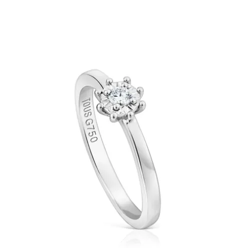 Anel Les Classiques rosácea pequena em Ouro branco e Diamantes