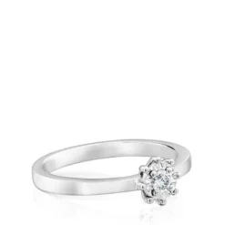 Anel Les Classiques rosácea pequena em Ouro branco e Diamantes