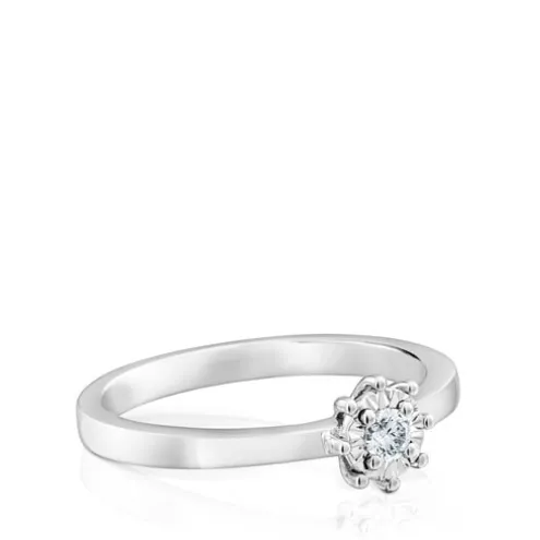 Anel Les Classiques rosácea pequena em Ouro branco e Diamantes