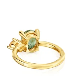 Anel médio banhado a ouro de 18 K sobre prata, espinélio e citrino criados em laboratório TOUS Color LGG