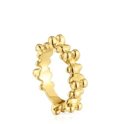 Anel médio banhado a ouro 18 K sobre prata e motivos de urso Bold Bear