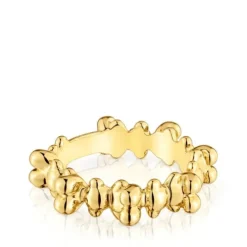 Anel médio banhado a ouro 18 K sobre prata e motivos de urso Bold Bear