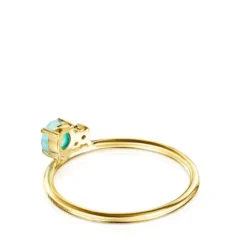 Anel Mini Ivette em Ouro com Amazonite e Rubi