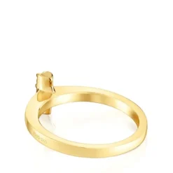 Anel pequeno banhado a ouro de 18 K sobre prata e rodolita TOUS Basic Colors