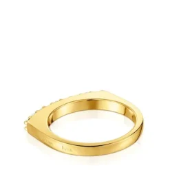 Anel pequeno banhado a ouro de 18 K sobre prata e pedras preciosas TOUS Basic Colors