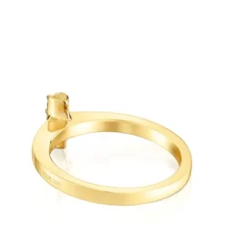 Anel pequeno banhado a ouro de 18 K sobre prata e pedras preciosas TOUS Basic Colors