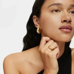 Anel pequeno banhado a ouro de 18 K sobre prata Galia Basics