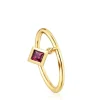 Anel pequeno banhado a ouro de 18 K sobre prata e detalhe rodolita TOUS Basic Colors