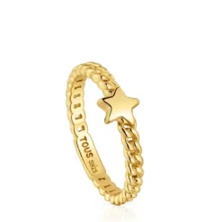 Anel pequeno estrela banhado a ouro de 18 K sobre prata Bold Motif