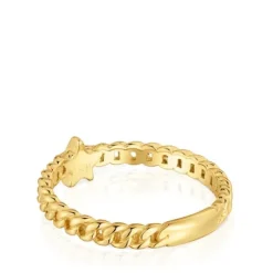 Anel pequeno estrela banhado a ouro de 18 K sobre prata Bold Motif