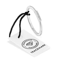 Anel pequeno tira em ouro branco com diamantes TOUS Grain