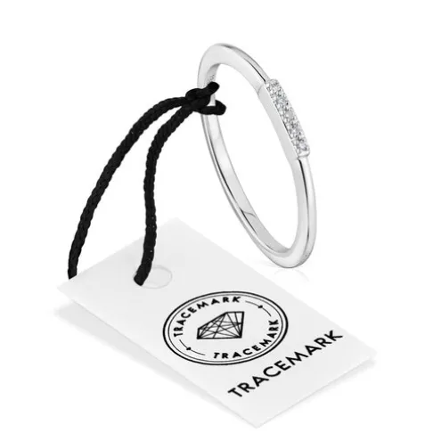 Anel pequeno tira em ouro branco com diamantes TOUS Grain