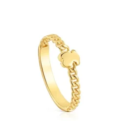 Anel pequeno urso banhado a ouro de 18 K sobre prata Bold Motif
