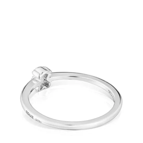 Anel pequeno urso em ouro branco com diamantes TOUS Grain