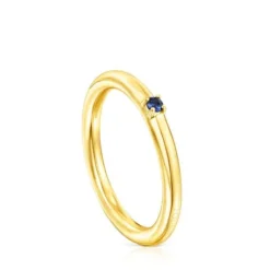 Anel Ring Mix em Prata Vermeil e Safira azul