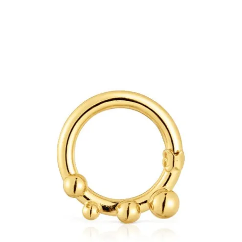 Argola média banhada a ouro de 18 K sobre prata e detalhes Hold