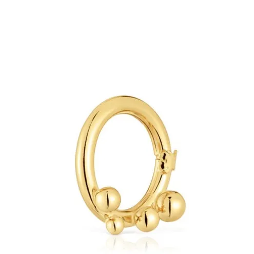 Argola média banhada a ouro de 18 K sobre prata e detalhes Hold
