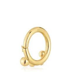 Argola média banhada a ouro de 18 K sobre prata e detalhes Hold