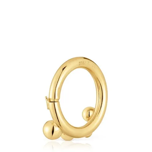 Argola média banhada a ouro de 18 K sobre prata e detalhes Hold