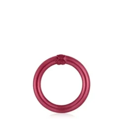 Argola média em prata em cor vermelho Hold