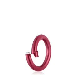Argola média em prata em cor vermelho Hold