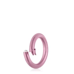 Argola média em prata em cor rosa Hold