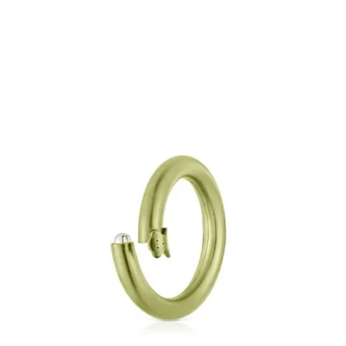 Argola média em prata em cor verde Hold