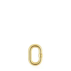 Argola pequena banhada a ouro de 18 K sobre prata Hold Oval