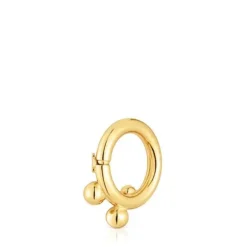 Argola pequena banhada a ouro de 18 K sobre prata e detalhes Hold