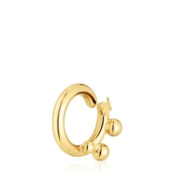 Argola pequena banhada a ouro de 18 K sobre prata e detalhes Hold