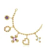 Bracelet chaîne en argent plaqué or 18 ct et pendentifs avec pierres précieuses Sugar Party