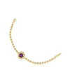Bracelet chaîne fleur en argent plaqué or 18 ct et améthyste Sugar Party