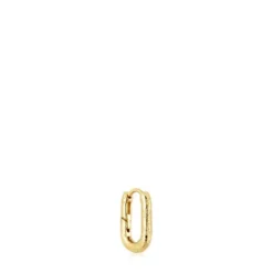 Brinco argola individual em ouro com textura Basics