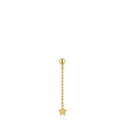 Brinco comprido individual banhado a ouro de 18 K sobre prata TOUS Grain