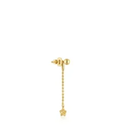 Brinco comprido individual banhado a ouro de 18 K sobre prata TOUS Grain