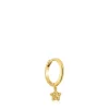 Brinco de argola individual curto banhados a ouro de 18 K sobre prata e motivo estrela TOUS Grain