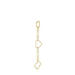 Brinco individual comprido banhado a ouro 18 K sobre prata e motivos New Silueta