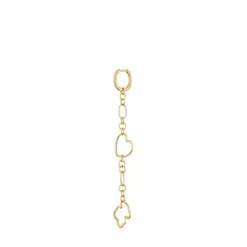 Brinco individual comprido banhado a ouro 18 K sobre prata e motivos New Silueta