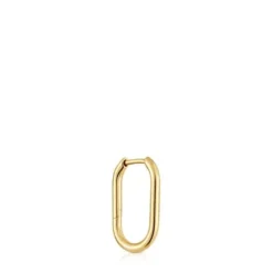 Brinco individual de argola oval banhado a ouro 18 K sobre prata 17 mm Basics