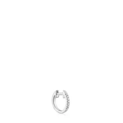 Brinco individual de argola curto em ouro branco com diamantes 8,5 mm Les Classiques