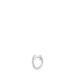 Brinco individual de argola curto em ouro branco com diamantes 8,5 mm Les Classiques