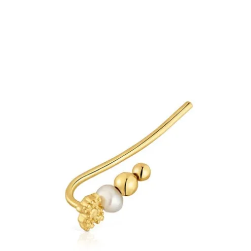 Brinco trepador banhado a ouro de 18 K sobre prata e pérola cultivada TOUS Grain